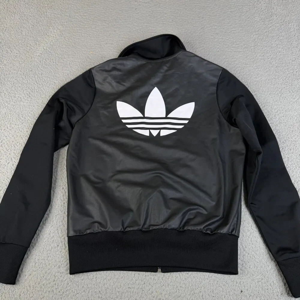 ADIDAS Trefoil Track Jacket Mens M Full Zip Black Performance Retro Streetwear